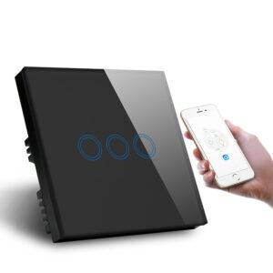 mg 3 gang wifi smart switch in black