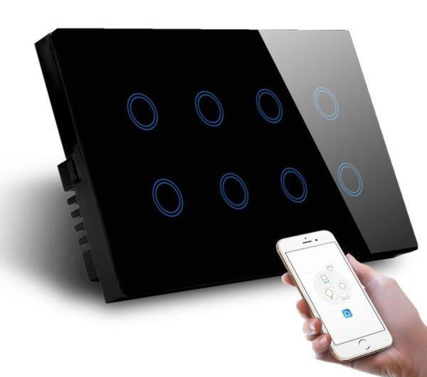 8 gang wifi smart switch in black