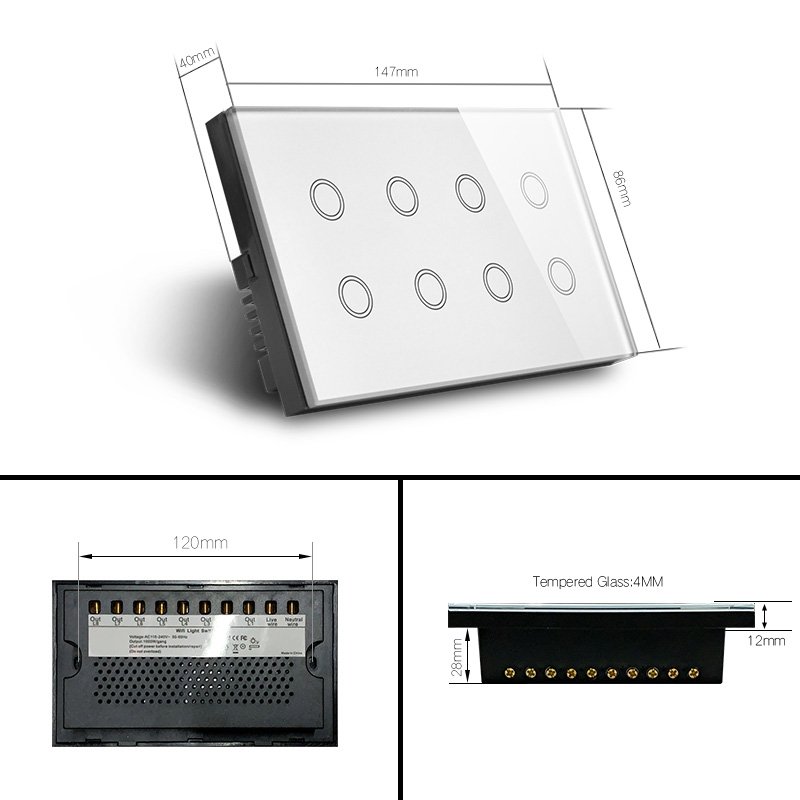 Smart Switch 8 Gang - A Series-Touch-White - Image 2
