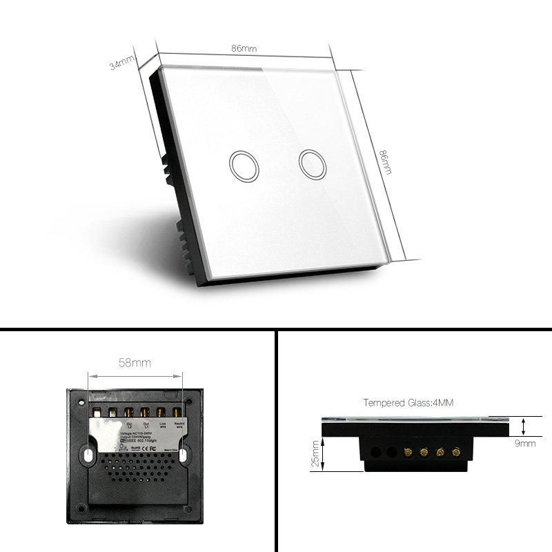 Smart Switch 2 Gang - A Series-Touch-White - Image 2