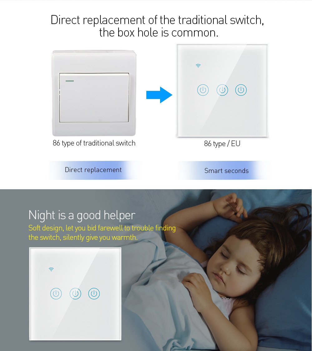 Smart Switch 3 Gang – B Series-Touch-Gold - Image 4