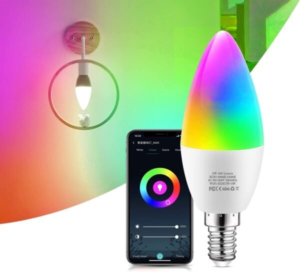 E14 WiFi Smart Candle Shape Bulb - RGBCCT - Image 7
