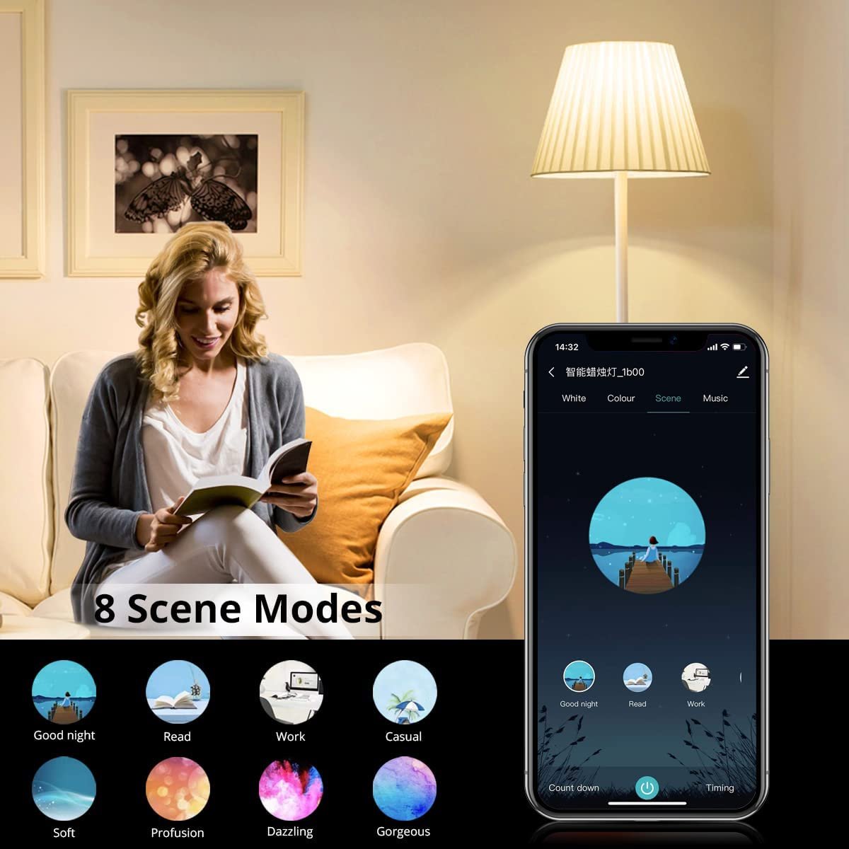 E14 WiFi Smart Candle Shape Bulb - RGBCCT - Image 4