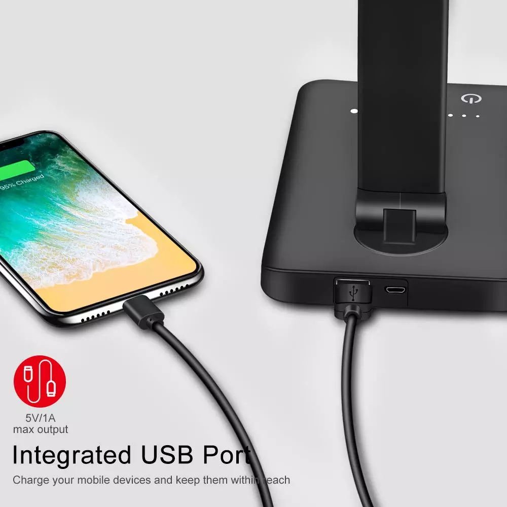 MCMP 0143 Led Desk Lamp Dimmable 5 White colour Temperature and inbuilt wireless charge for phone 12