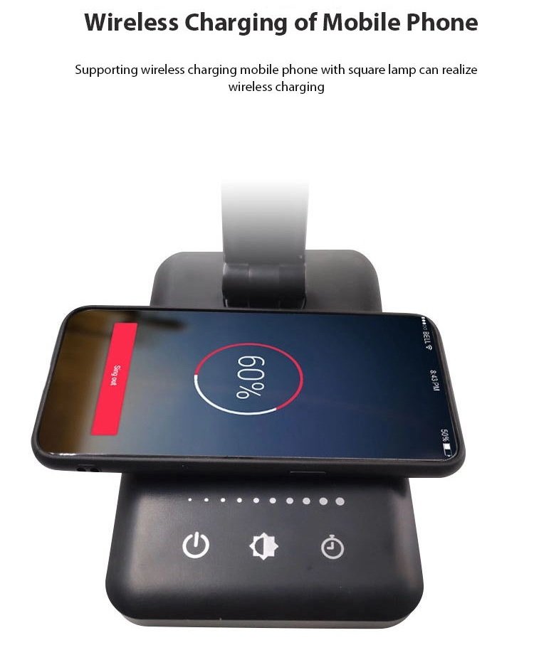 MCMP 0143 Led Desk Lamp Dimmable 5 White colour Temperature and inbuilt wireless charge for phone 2