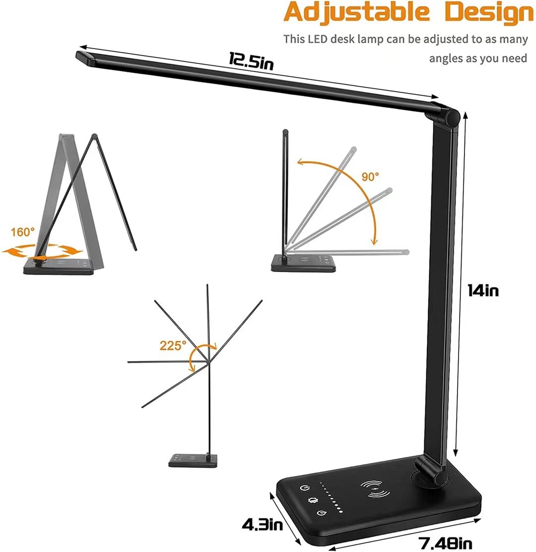 MCMP 0143 Led Desk Lamp Dimmable 5 White colour Temperature and inbuilt wireless charge for phone 5