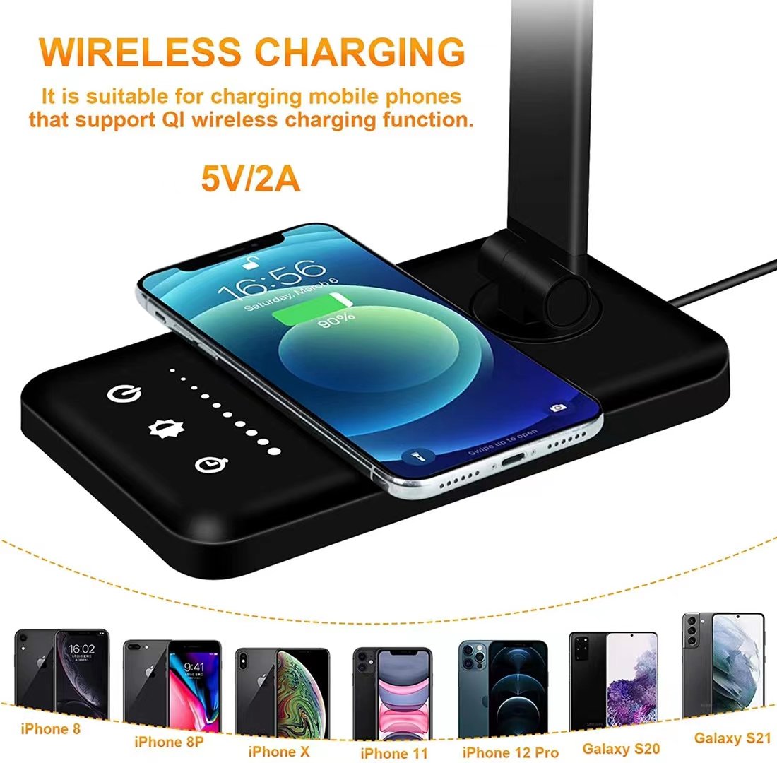 MCMP 0143 Led Desk Lamp Dimmable 5 White colour Temperature and inbuilt wireless charge for phone 7