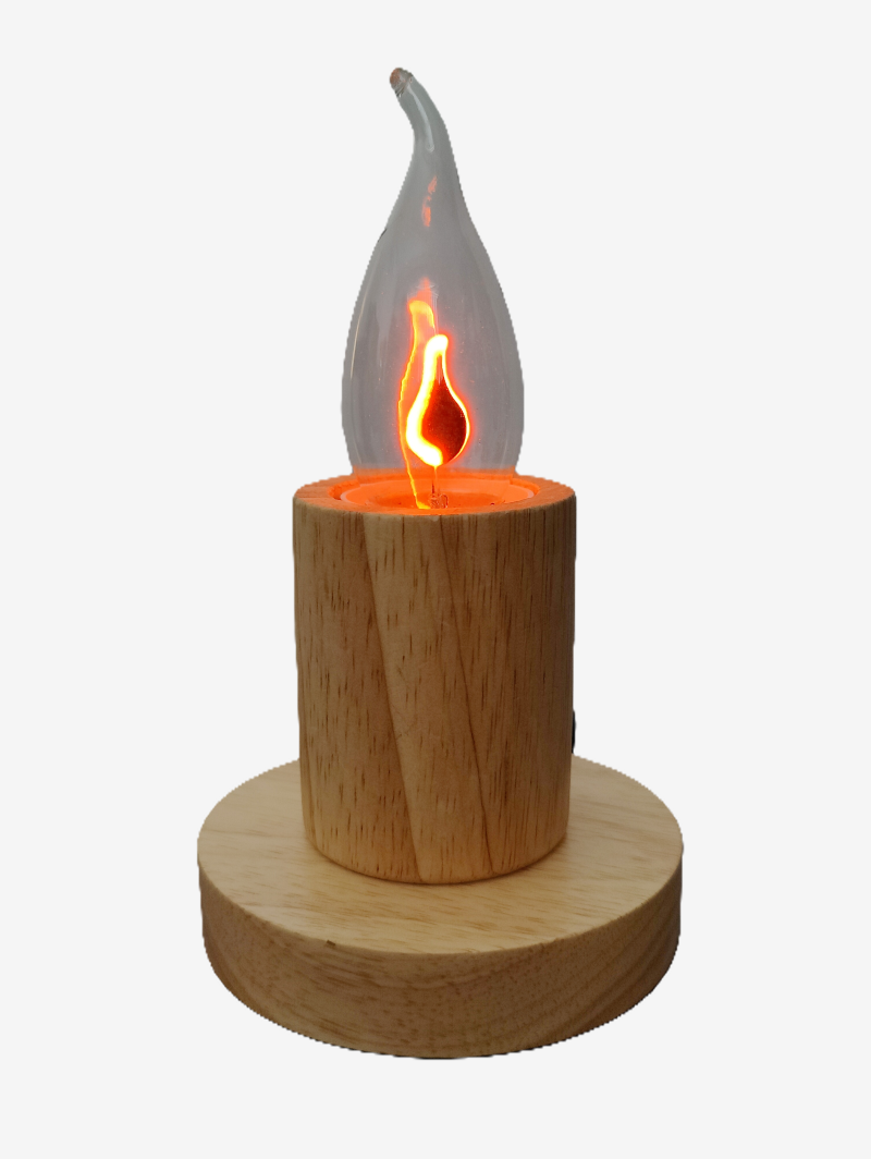 MCMP 0146 Wooden Desk Lamp Cylindrical Shape and round base 1 2