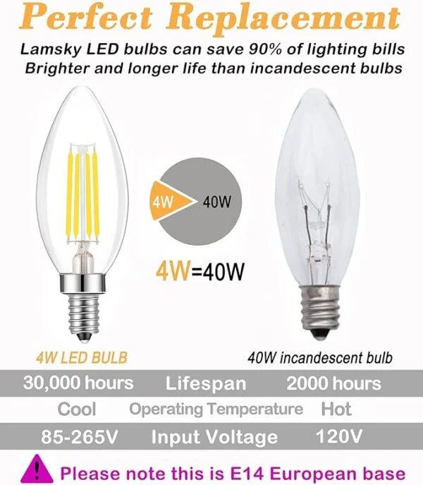MCMP 0153 E14 4W dimmable Candle led filament bulb 1