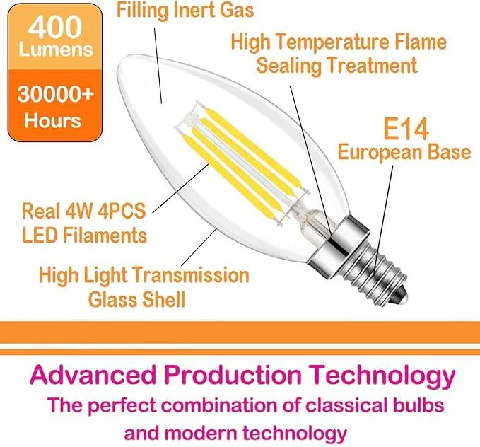 MCMP 0153 E14 4W dimmable Candle led filament bulb 2