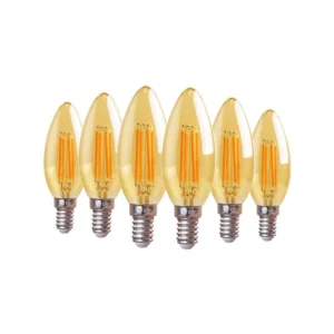 MCMP 0155 E14 Amber Led Candle bulb with flame tip 2200k deep warm white
