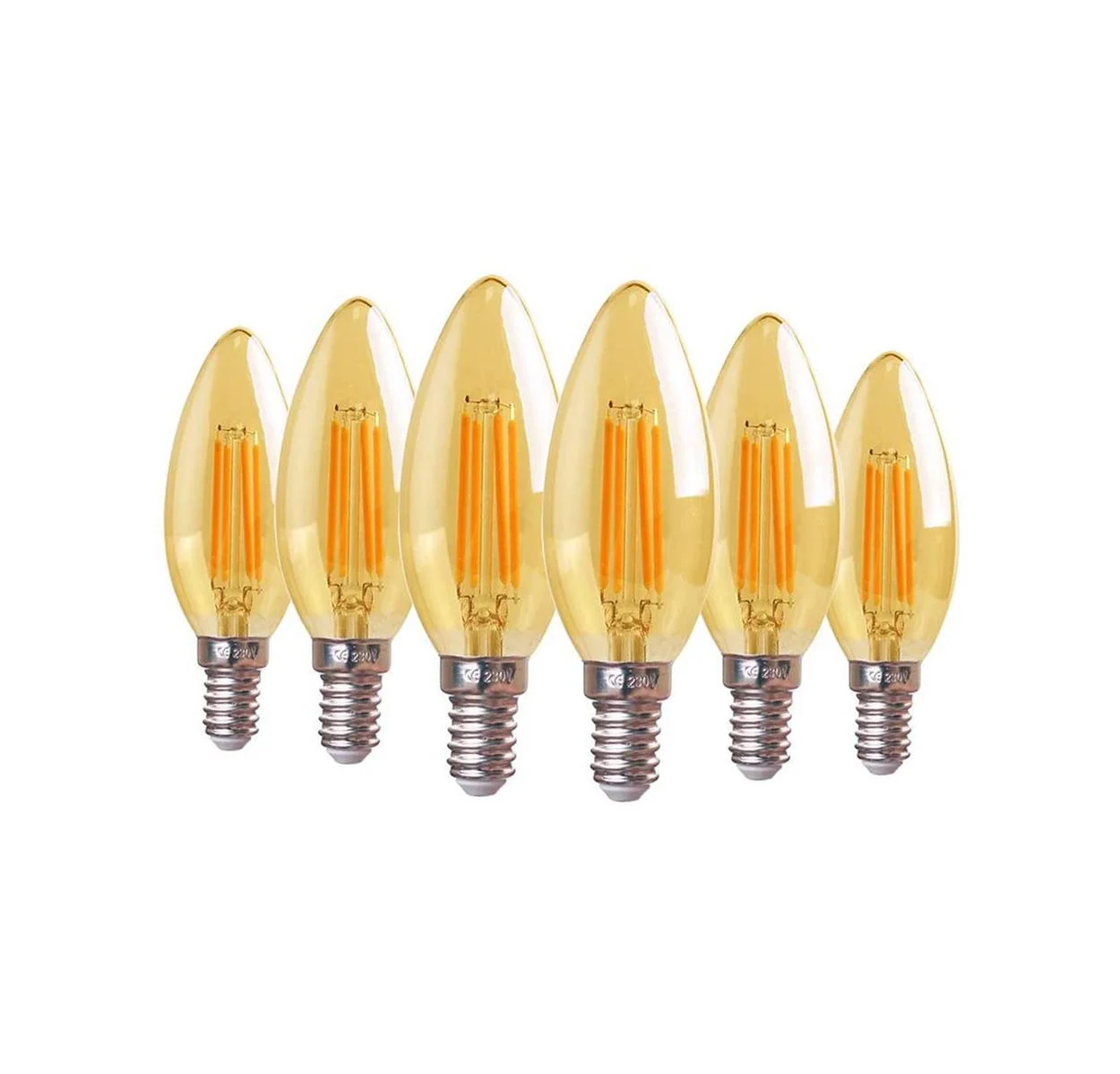 MCMP 0155 E14 Amber Led Candle bulb with flame tip 2200k deep warm white