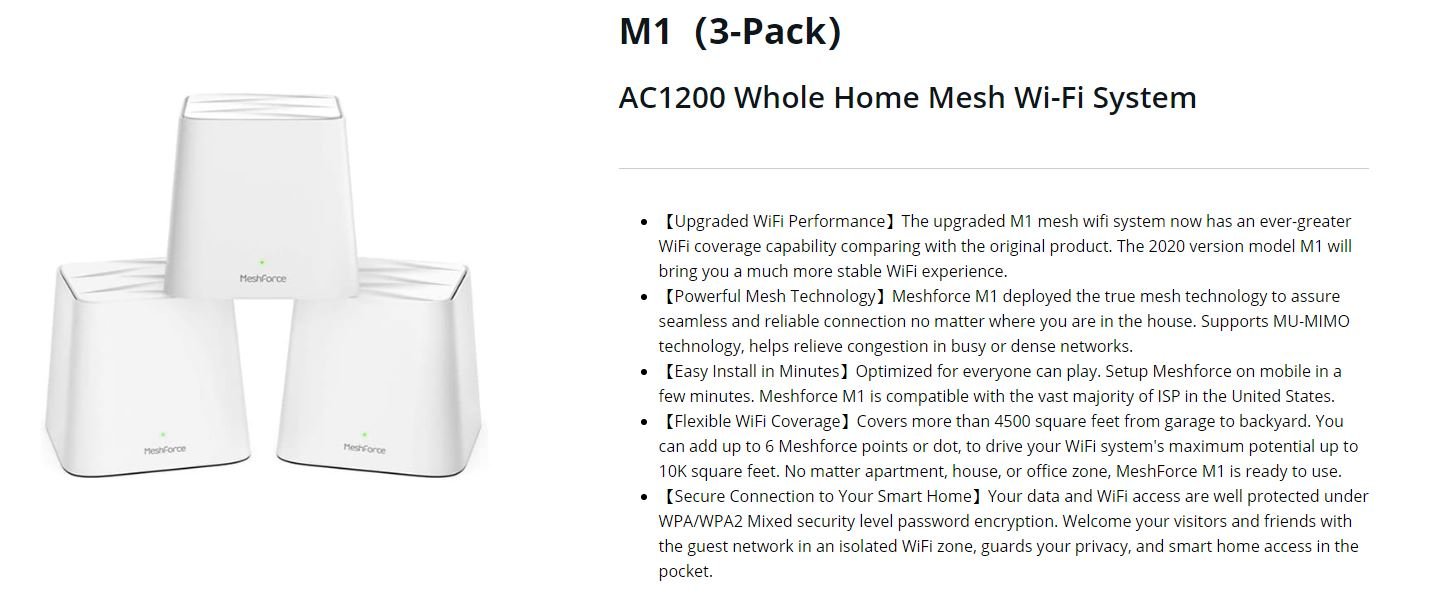 MCMP Meshforce M1 WFi Mesh