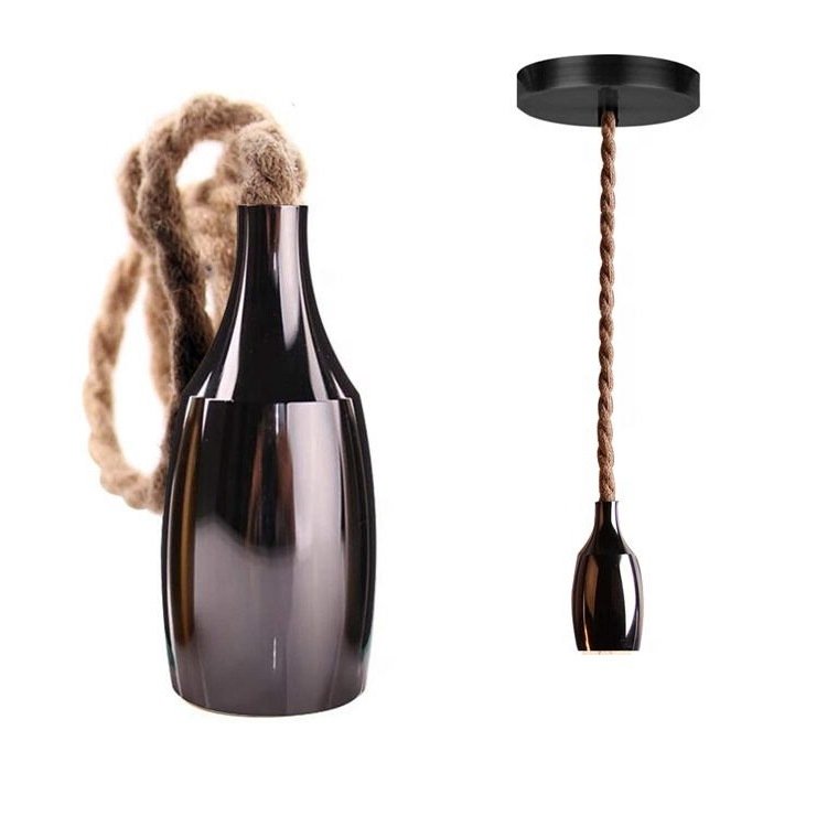 MCMP 0175 Charcoal Grey Nordic Hemp Rope Pendant Light