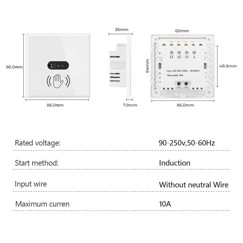 Infrared Touchless 1 Gang Black Light Switch - Image 2