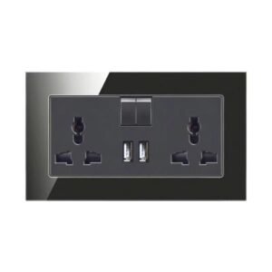 Universal Twin Power Socket + 2 USB-A (Black)