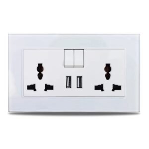 Universal Twin Power Socket + 2 USB-A (White)