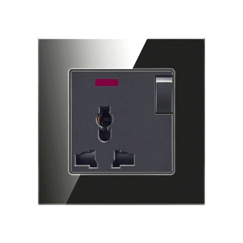 Single Universal In-Wall Socket Black