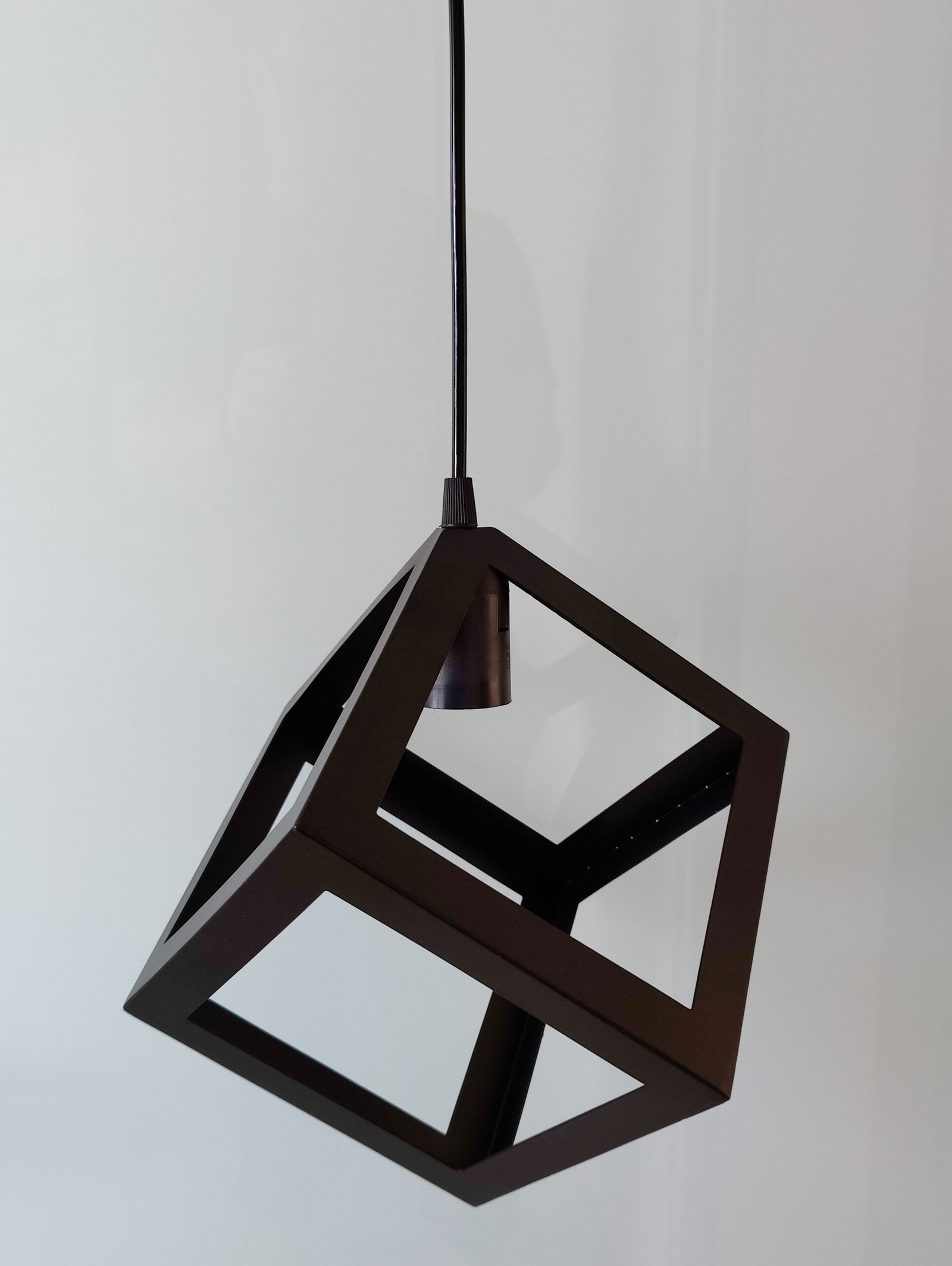 Nordic Black Steel 3D Box Pendant Light - Image 3