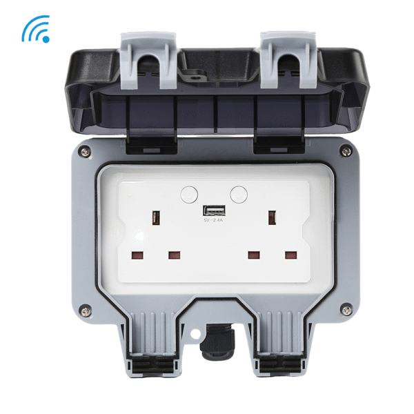 Smart Single Outside Socket Tuya Smart IP65 Outdoor Twin socket + USB - MCMP IMPORTS