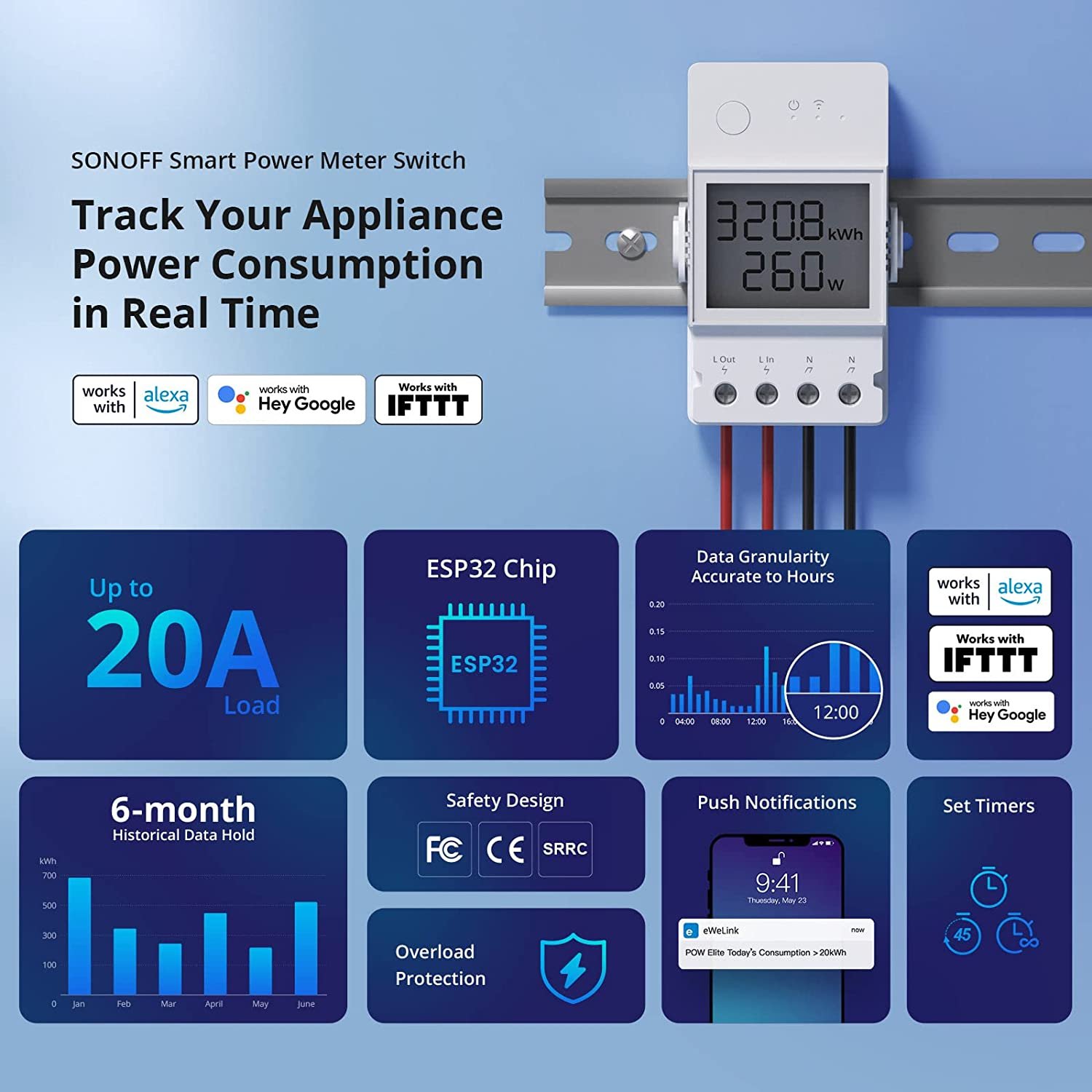 MCMP 0234 Sonoff POW Elite 20 Amp Smart Meter Module switch 3