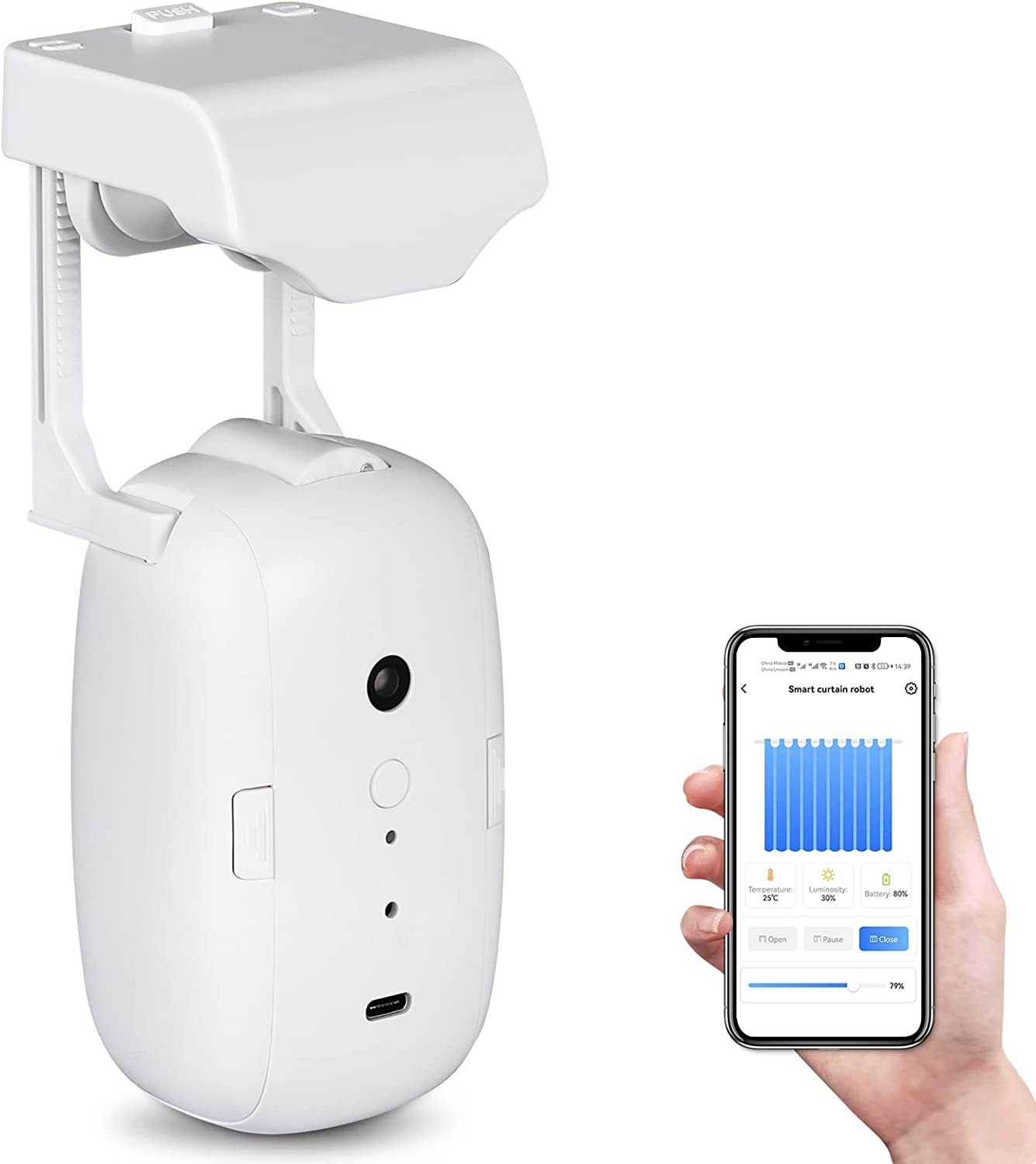 MCMP 0244 Tuya Smart Bluetooth Single Opening Curtain motor for track Rails 10