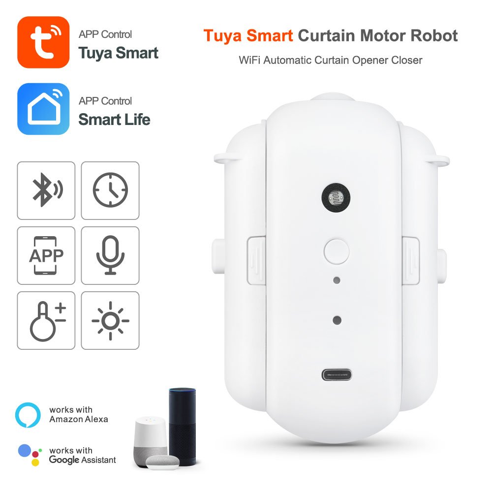 MCMP 0244 Tuya Smart Bluetooth Single Opening Curtain motor for track Rails 3