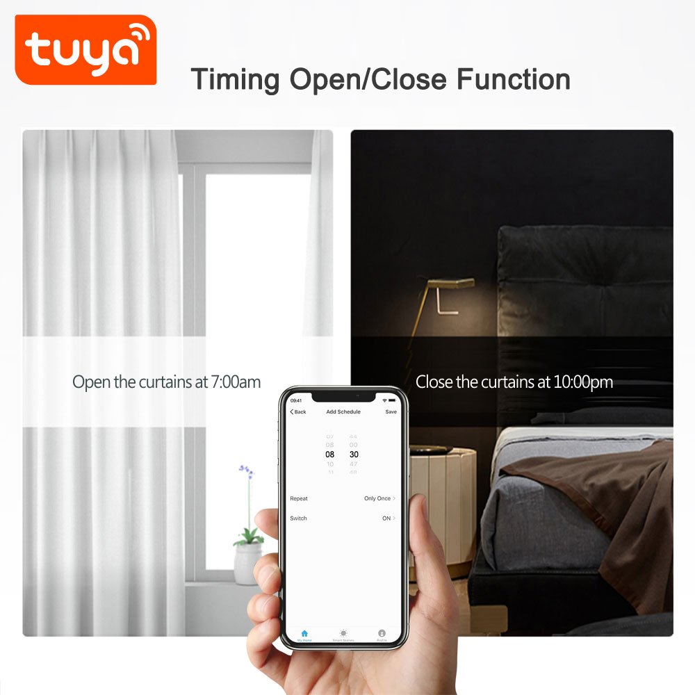 MCMP 0244 Tuya Smart Bluetooth Single Opening Curtain motor for track Rails 7