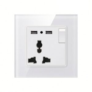 Single Universal Socket - 2 X USB A - White
