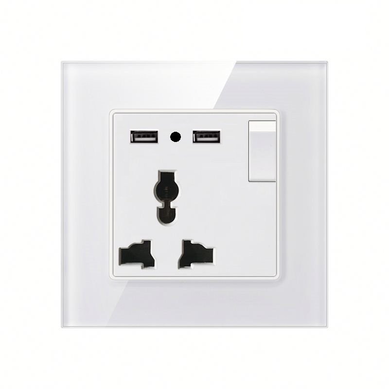 Single Universal Socket - 2 X USB A - White