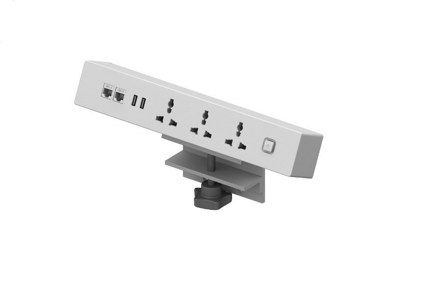 White Desktop Clamp-On Power Socket