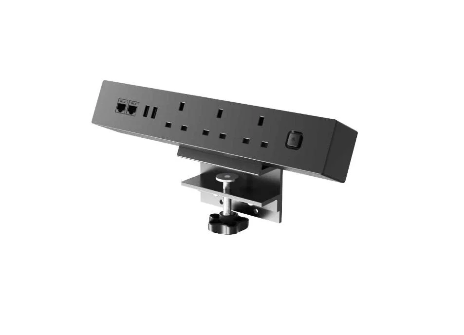 Office Desk Clamp-on Power Extension - Black