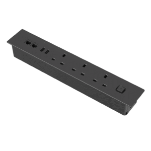 Inset Outlet Socket with Back outlet - Black