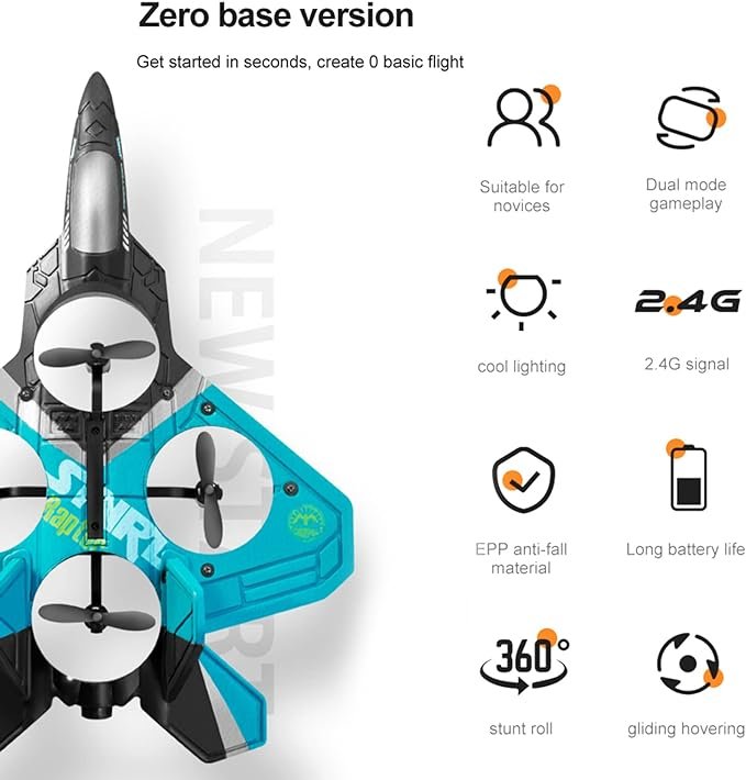 MCMP 0274 RC Hover Plane with 2 batteries auto hover heavy duty 8