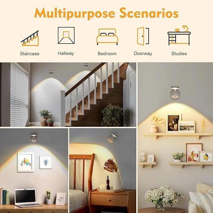 MCMP 0292 Rechargeable Desk Wall Lamp with sensor and 3 white colour 1 2