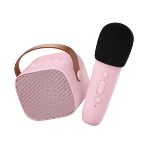 Pink Karaoke speaker with microphone