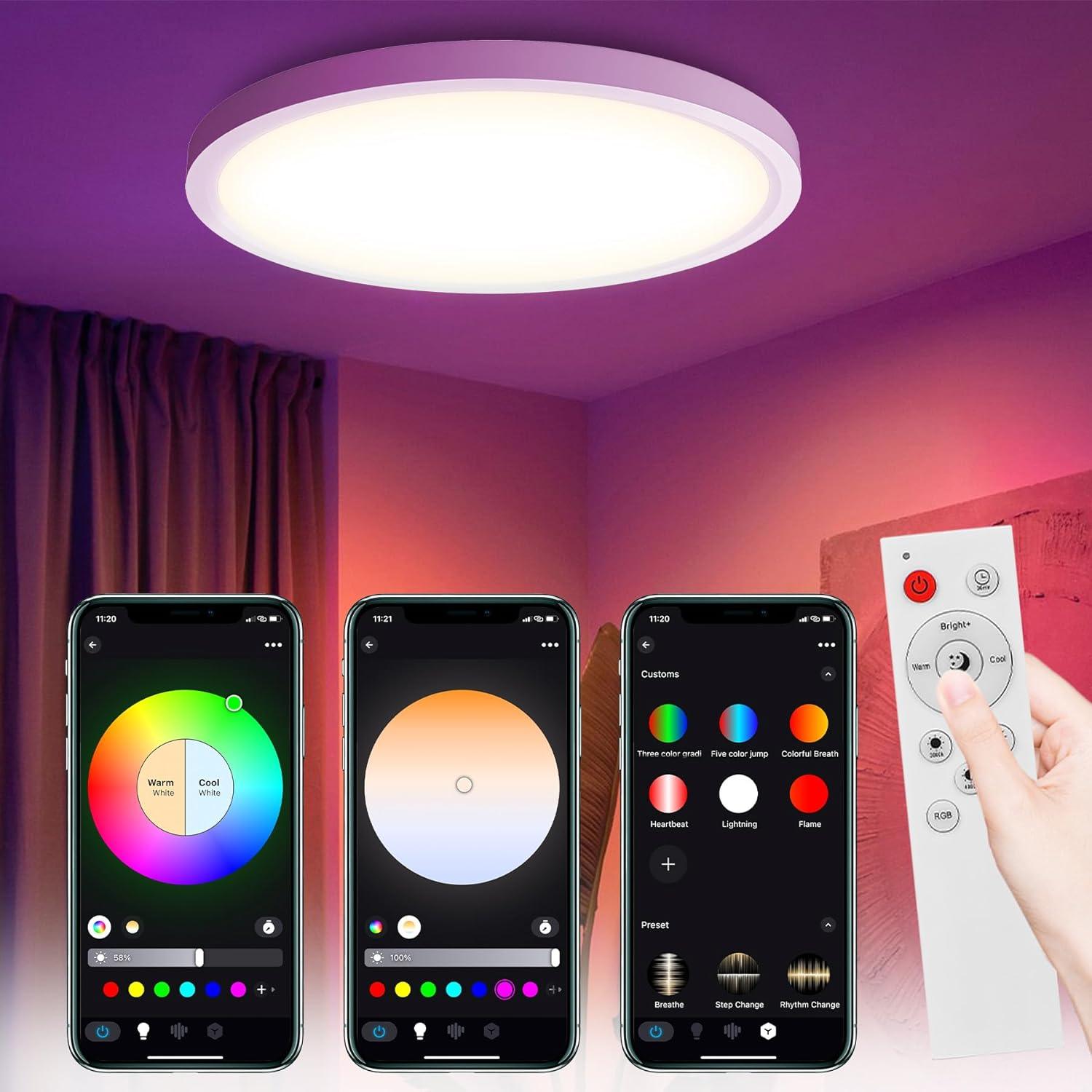 tuys smart ceiling light controlled via mobile app