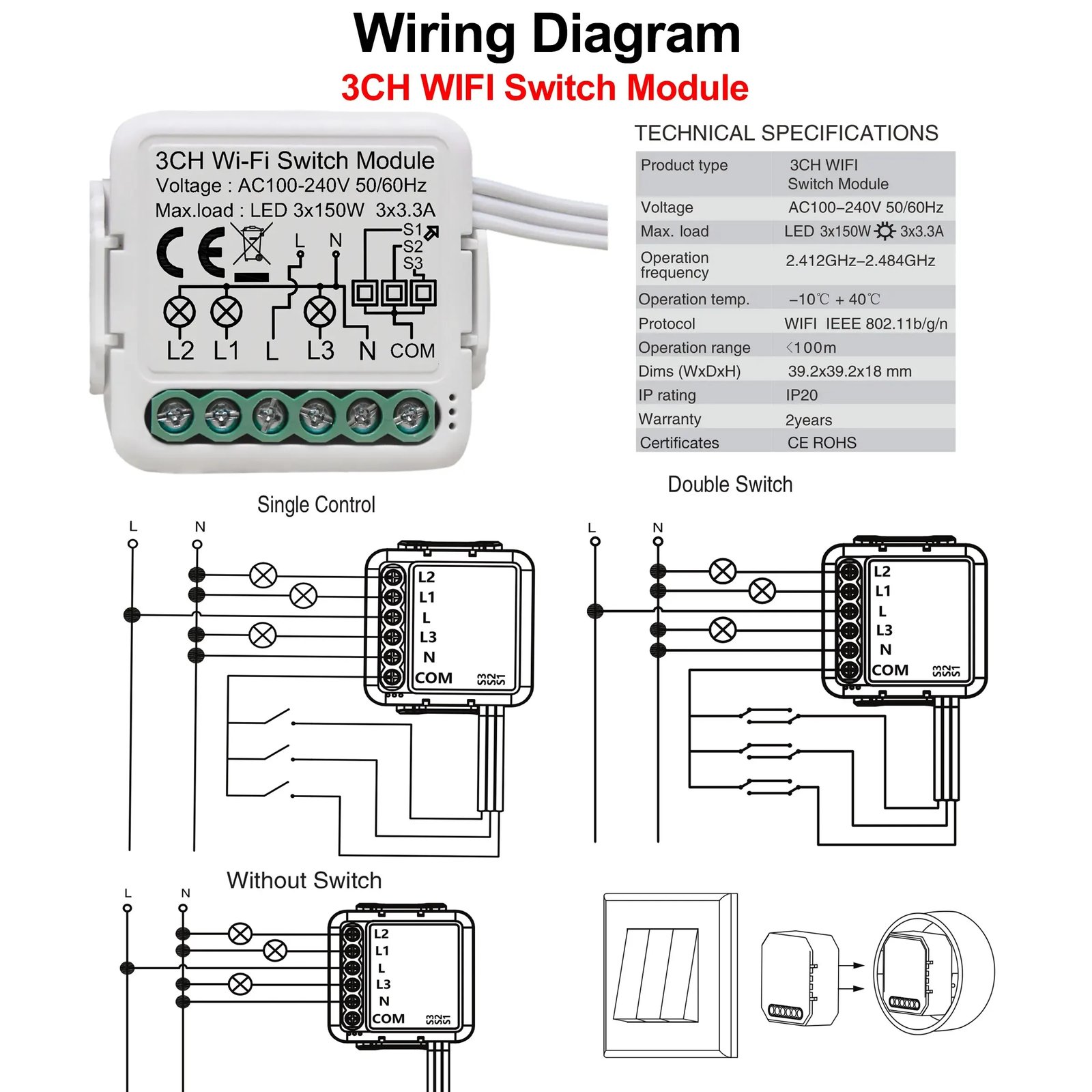MCMP 0331 3 Channel WiFi Smart Module for conventional switches 2