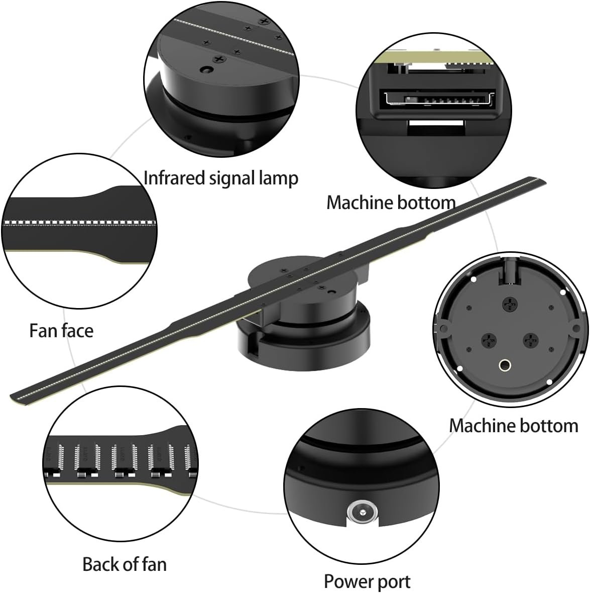 MCMP 0358 14CM Hologram Fan with in suqare perspex cover 5