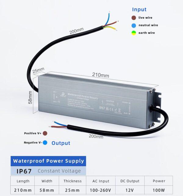 Dusktec 12V 100W IP67 Outdoor Power Supply - Image 5