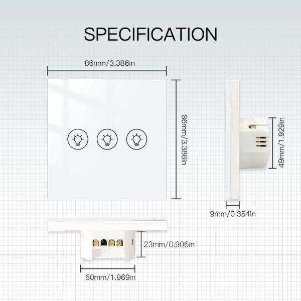 Tuya Smart 3 Gang Dimmer Switch -White - Image 2