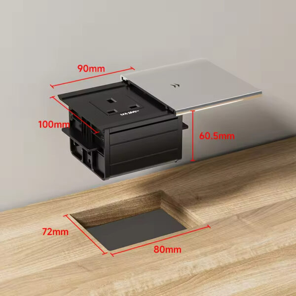 Socket Container Sliding Recessed UK Desk Single Socket with Sliding Cover
