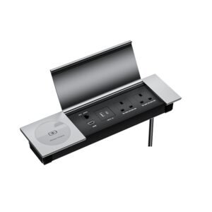 MCMP 0443 Embedded Desk Power unit with usb, cat6, 2 uk sockets, usb and wireless charger