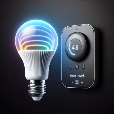 An RGB Bulb which can also change from Warm White up to Cool White and a wifi smart switch available from MCMP Imports in Malta